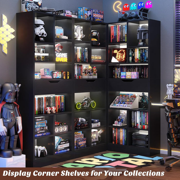 73.6" Tall Narrow Bookshelf with Drawer for Display, 19.7" Wide