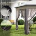 13' X 13' Pop up Gazebo, Hexagonal Canopy Shelter with 6 Zippered Mesh Netting, Event Tent with Strong Steel Frame for Patio Backyard Garden Wedding Party, Coffee and Beige