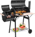 Charcoal Grill and Offset Smoker, Outdoor Patio Barbecue Cooker with Wheels, Portable Backyard BBQ Oven with Side Fire Box for Camping, Picnic, Party