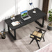 47 Inch Black Solid Wood Computer Desk | Sturdy Metal Base | Modern Home Office Desk | Durable Study Writing Table for Workspace, Multiple
