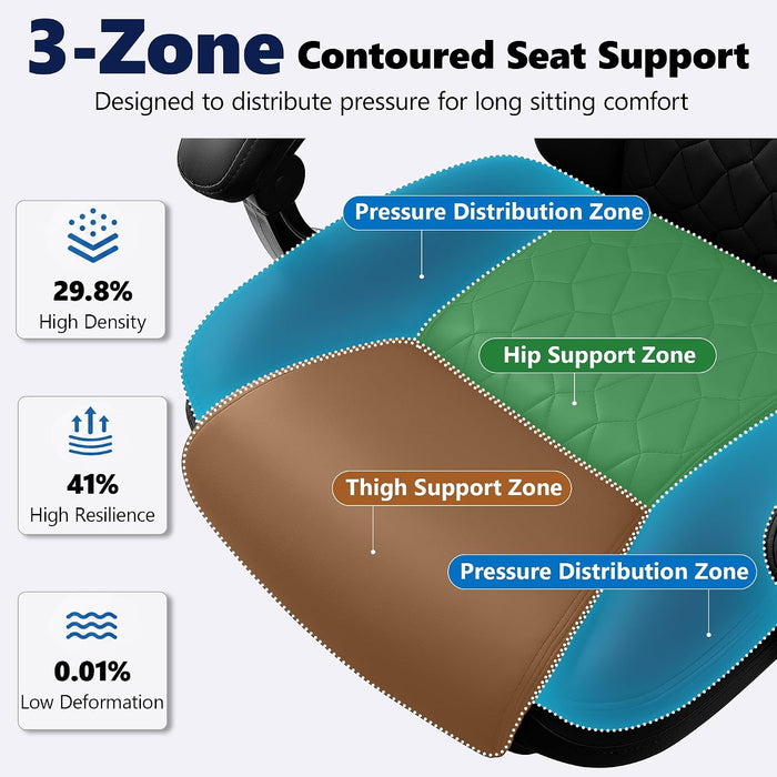 Ergonomic Office Chair Executive PU Leather High Back, 400Lbs Heavy Duty Reclining Desk Chair with Footrest, Adjustable Lumbar Support, Padded Armrests, Wide Seat, Black