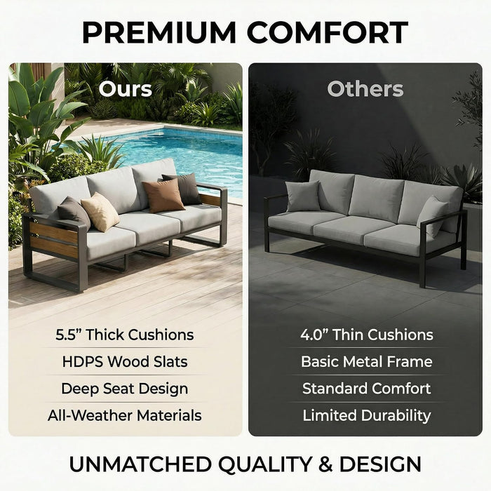 Aluminum Outdoor Patio Furniture Set with Table,7 Seat,Dark Gray
