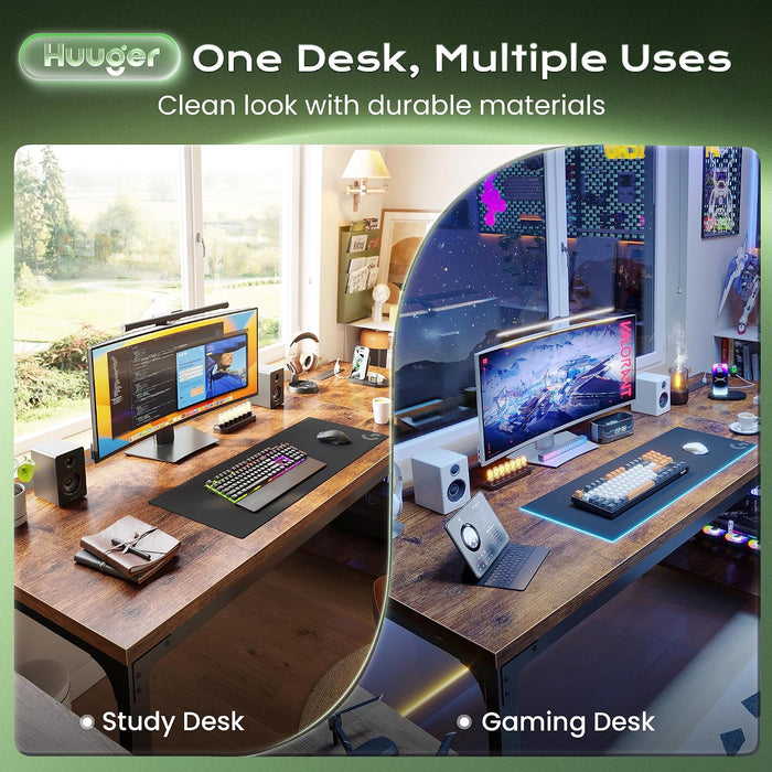 63'' X 23.6'' Computer Desk with Power Outlets, 0.95'' Thick Desktop