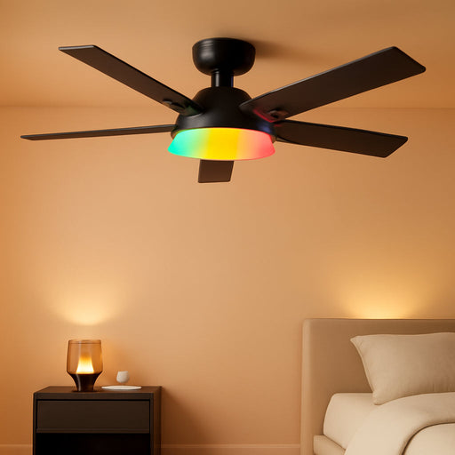 Contemporary Smart Ceiling Fan Featuring RGB Lighting