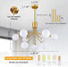 Gold Modern Chandelier 9-Light Glass Globe Ceiling Light Fixtures Mid Century Modern Sputnik Chandelier for Dining Room Kitchen Island Bedroom Living Room