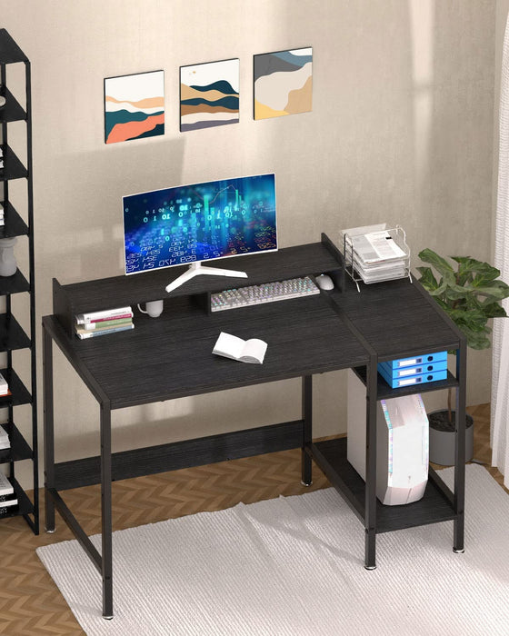 Computer Desk - 47” Gaming Desk, Home Office Desk with Storage, Small Desk with Monitor Stand, Storage Space-Savor, Modern Table, Black