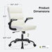 Office Chair Adjustable Desk Chair Mid Back Executive Comfortable Bonded Leather Ergonomic Back Support Home Computer Chair with Padded Flip-Up Armrest Swivel Wheels (White)