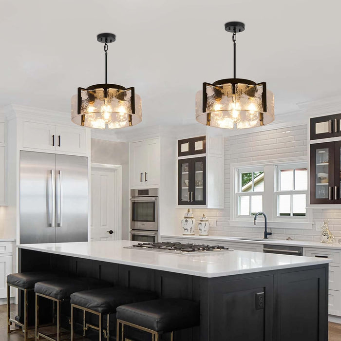 Black Four Light Adjustable Kitchen Island Chandelier