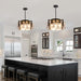 Black Four Light Adjustable Kitchen Island Chandelier