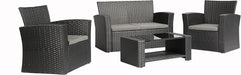 4 Pieces Outdoor Furniture Complete Patio Cushion Wicker P.E Rattan Garden Set, Full, Black