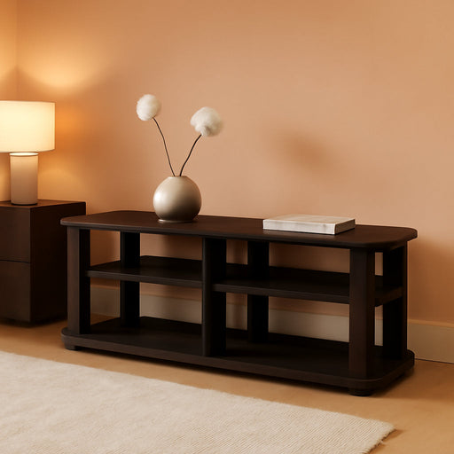 Nelly Entertainment Center TV Stand, Short 43.3"(W) X13.4(H) X13.1(D), Dark Brown