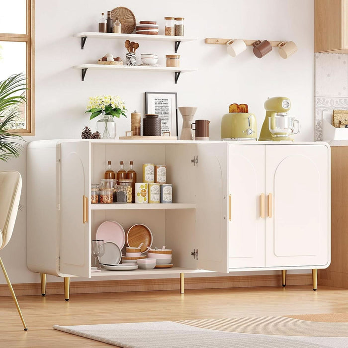 60" Sideboard Buffet Cabinet, Large Credenza Storage Cabinet, White