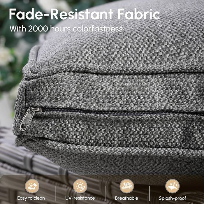 6 PCS Outdoor Patio Furniture Set with Fire Pit Table and Ottomans,Patio Seating outside Sofa and Chair Set,All Weather Wicker Outdoor Conversation Sets for Garden Deck Porch Yard,Dark Grey