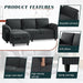 79 Inch Corduroy Upholstered Sectional Sofa Charcoal