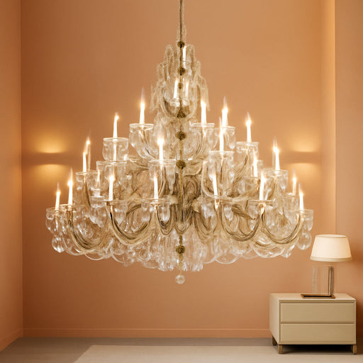 50 Inch Extra Large Maria Theresa Crystal Chandelier, Vintage Brass Candelabra Chandelier Pendant Light Fixture for High Ceiling Living Room, Foyer, Entryway, Staircase, Lobby,Banquet Hall