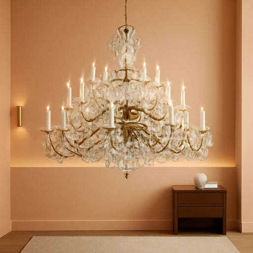 50 Inch Extra Large Maria Theresa Crystal Chandelier, Vintage Brass Candelabra Chandelier Pendant Light Fixture for High Ceiling Living Room, Foyer, Entryway, Staircase, Lobby,Banquet Hall