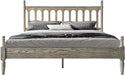 Queen Size Bed Frame, Solid Wood Platform Bed with Headboard & Footboard, Central Metal Legs, 12 Sturdy Slatted Base, Anti-Noise & Slip-Free, No Box Spring Needed, Weathered Gray Oak Finish WCQ-34