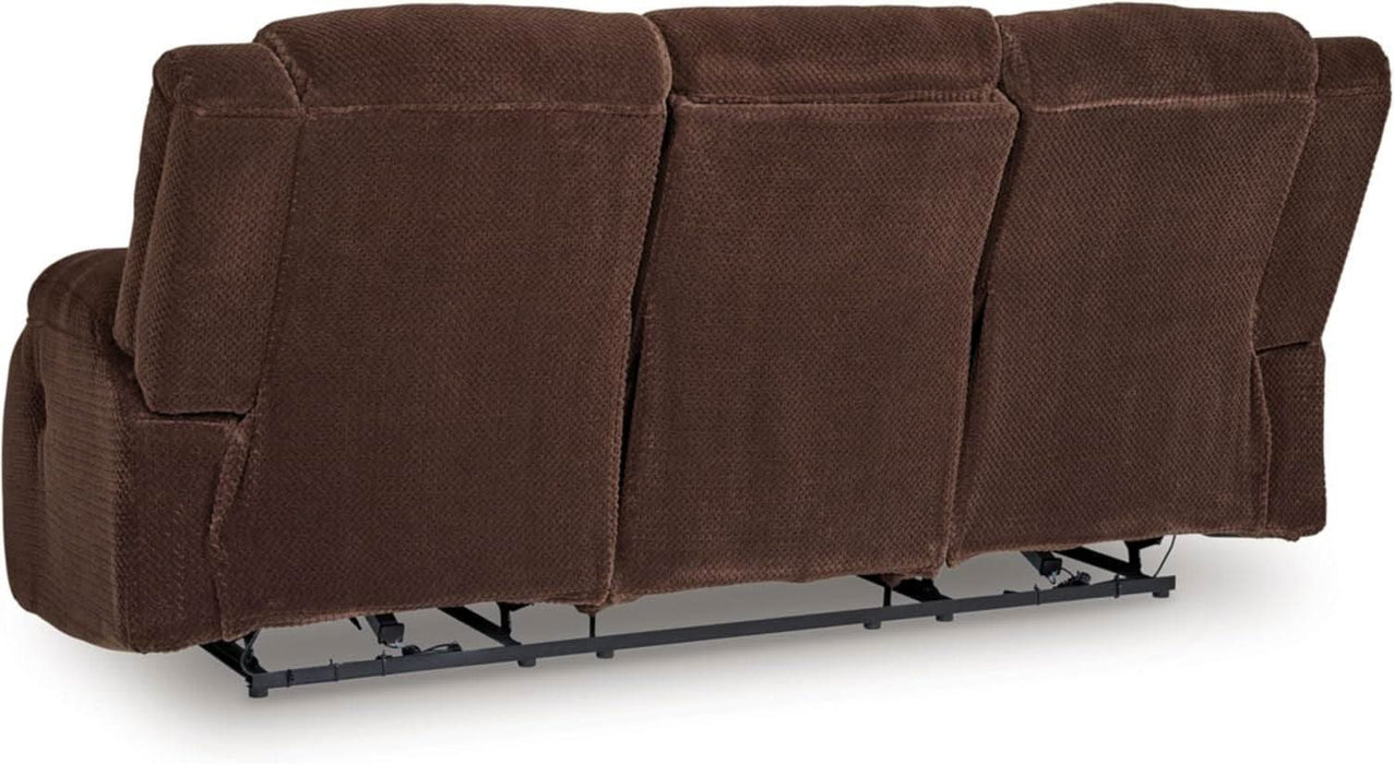 Free Wake Contemporary Dual Sided Power Reclining Sofa with Drop down Table and USB Ports, Dark Brown