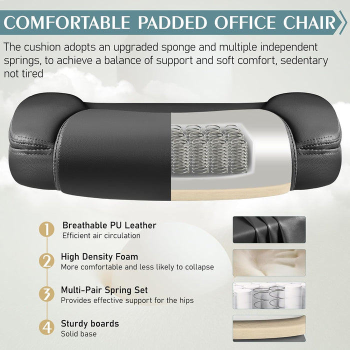 Leather Office Chair, PU Home Computer Desk Chairs with Ergonomic Back Support, 360°Swivel Free，Small Gaming Chair with Wheels and Adjustable Armrests, for Short People Use