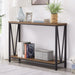 Rustic Sofa Console Table, 2-Tier Industrial Entryway Hallway Table for Living Room, Oak
