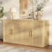 63" Fluted Buffet Cabinet, Oak Credenza with Adjustable Shelf