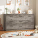 9 Drawers Dresser for Bedroom, 58” Wide Modern Chest of Drawers with Diamond Panel, Anti-Tipping Device, Wood Stable Storage Organizer for Bedroom, Nursery, Living Room