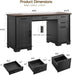 56" Large Executive Desk with Drawers,Modern Farmhouse Home Office Desk with Charging Station, Wood Computer Writing Desk with File Drawer for Study Work Bedroom Living Room Black