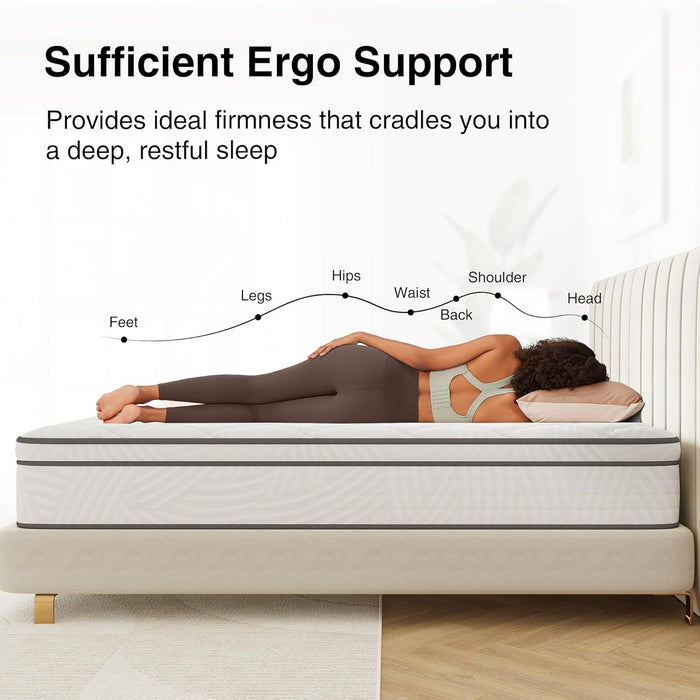 14 Inch Queen Size Mattress, Hybrid Mattress Queen Size with Comfy Support, Bed Mattresses 14 Inch with Individual Pocket Springs for Motion Isolation & Pressure Relief, Certipur-Us Certified
