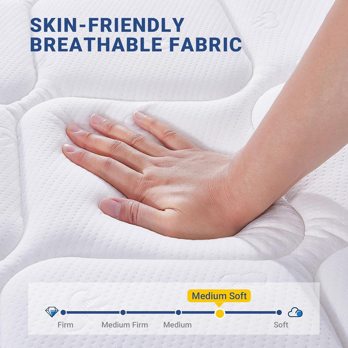 Queen Size Mattress, 12 Inch Queen Mattresses in a Box, Hybrid Spring Mattresses with Comfort Foam and Pocket Coils for Pressure Relief & Motion Isolation