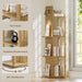 Rotating Bookshelf Tower W/Light, 15.4''/Shelf for Living Room Oak | 15.4'' Tall/Shelf, 4 Tier Spinning Bookshelf, Space-Saving Storage Book Shelf for Living Room, Bedrooms, Office, Natural Oak