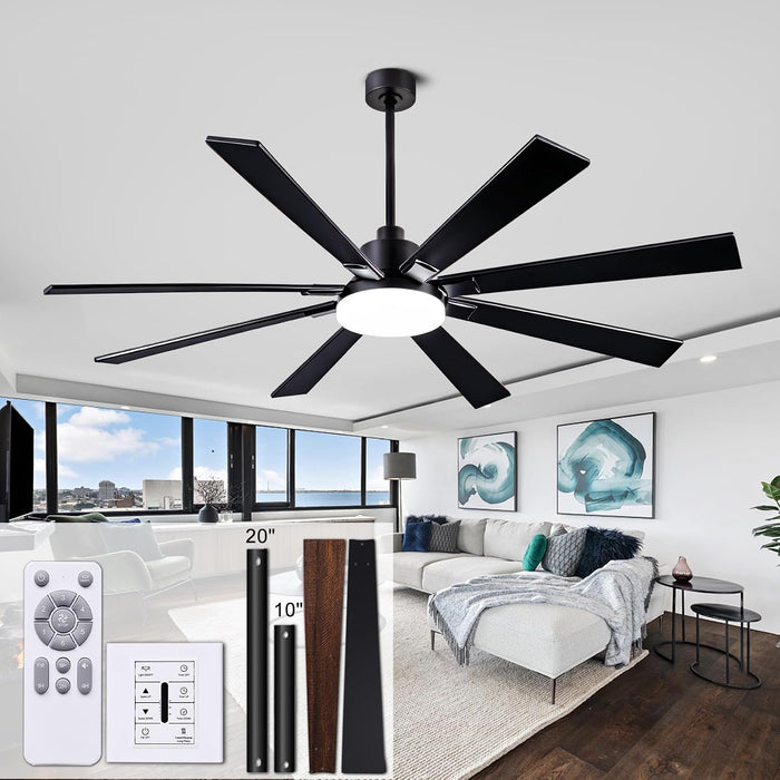 72In Indoor Outdoor Ceiling Fan,Composite Wood Blades Quiet DC Motor Remote