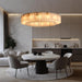 Round Alabaster Chandelier 40 Inch 16-Lights, Modern Gold Finish 2-Tier Spanish Natural Marble Pendant Lighting Fixtures, for Dining Room, Living Room, Bedroom, Foyer, Entryway