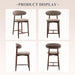 Bar Stools Set of 2, Counter Height Barstools with Back, Mid Century Modern Upholstered, with Wood Legs for Kitchen Island Dining Room, Camel