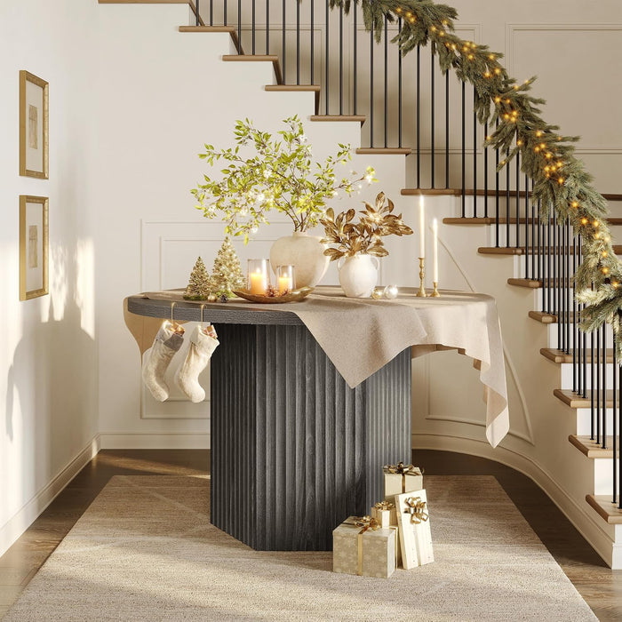 Round FortySevenInch Dining Table Charcoal Grey Model