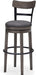 Caitbrook 30" Farmhouse Bar Height Upholstered Swivel Barstool, Gray