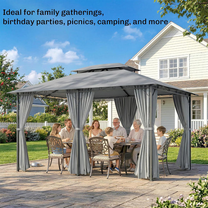 10x13 Ft Patio Gazebo With WeatherResistant Curtains