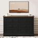Farmhouse 6 Drawers Dresser for Bedroom, 47.2" W Modern Dresser with round Metal Handle, Thickened Desktop, Wood Rustic Chest of Drawers for Bedroom, Hallway, Entryway, Black