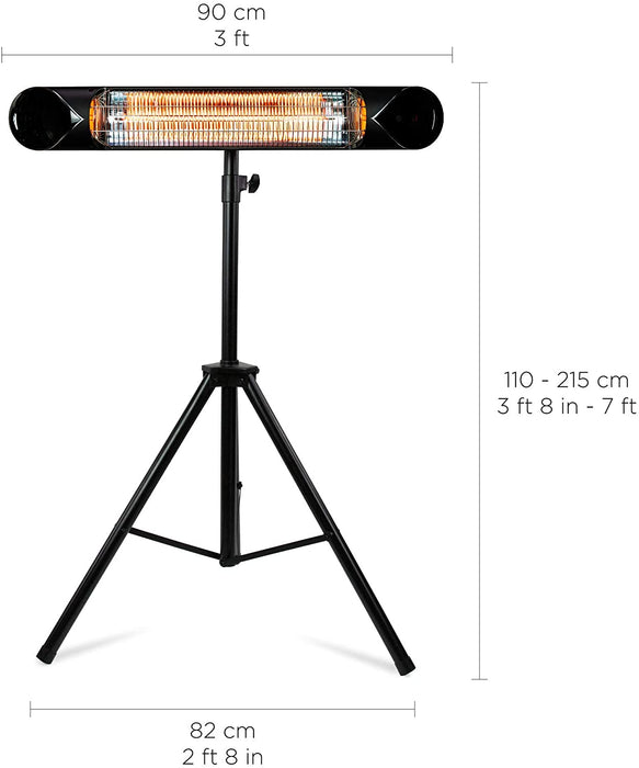 Infrared Electric Patio Heater - Indoor/Outdoor Heater - Portable Wall/Garage Heater - 1500W - Use with Stand - Mount to Ceiling/Wall)