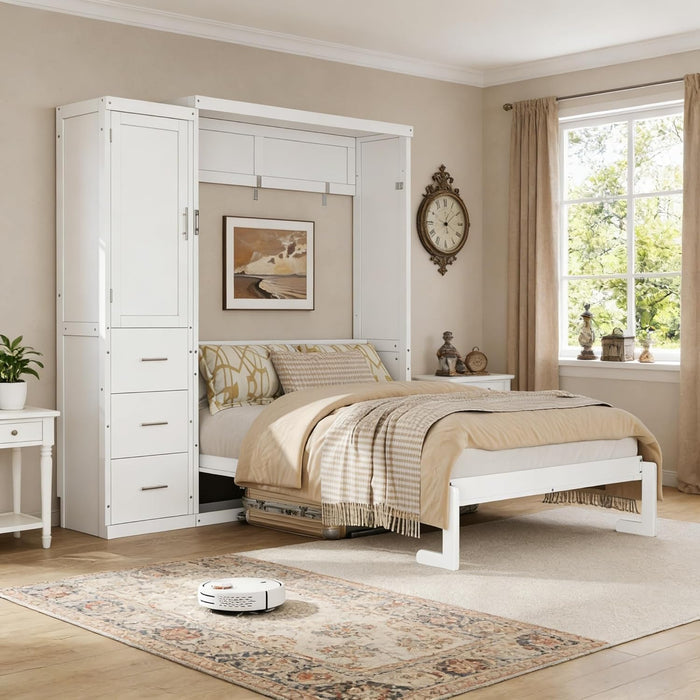 Fullsize Murphy Bed With Integrated Wardrobe Storage