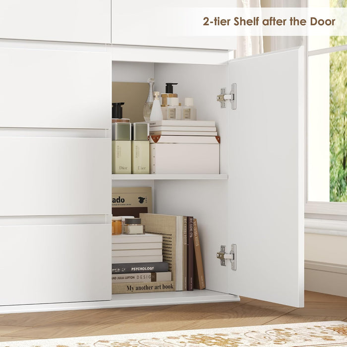 White Dresser, Dresser for Bedroom, Wide Chest of Drawers