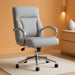 Executive Desk Chair, 275Lb Capacity, Oversized Cushion, Grey Bonded Leather, 29.13"D X 25.2"W X 43.11"H