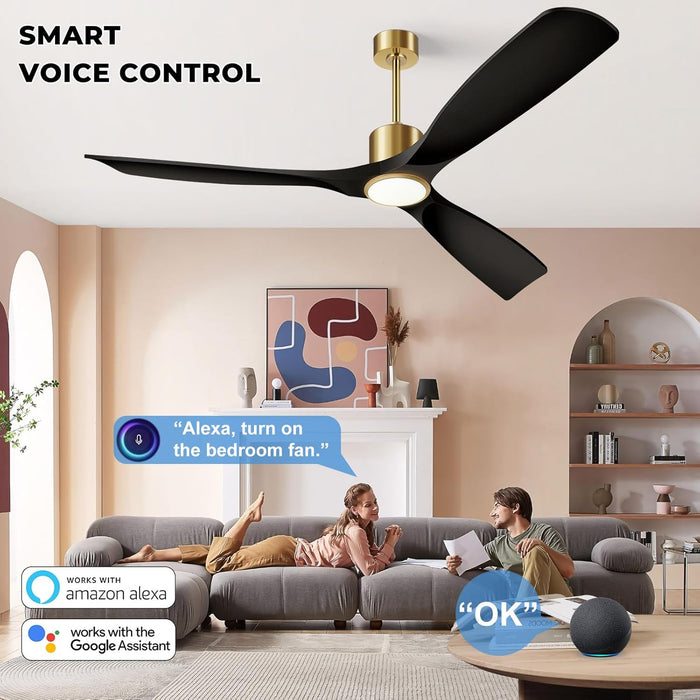 52 Inch MatteBlack Ceiling Fan EnergyEfficient Remote