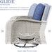 Patio Wicker Chairs Swivel Rocker - Outdoor Swivel Rocking Chairs Set of 2 with Rattan Side Table,3 Piece Patio Swivel Glider Chair Furniture Sets for Patio Porch Pool Light Beige/Blue
