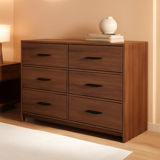 6-Drawer Dresser W/Fabric Drawers, Modern,Storage Chest,Walnut