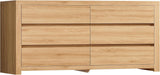 55" Dresser for Bedroom with 6 Drawers, Modern Dressers & Chests of Drawers with Thicker Panels, Wooden Dresser TV Stand, Bedroom Dressers, for Bedroom, Hallway, Natural