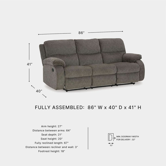Scranto Contemporary Manual Reclining Sofa, Gray