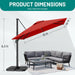 10 X 10FT Cantilever Patio Umbrella, 360-Degree Rotation Square Hanging Offset Umbrella with Crank, Heavy Duty Patio Umbrella for Patio, Pool, Garden, Deck, Red (Base Not Include)