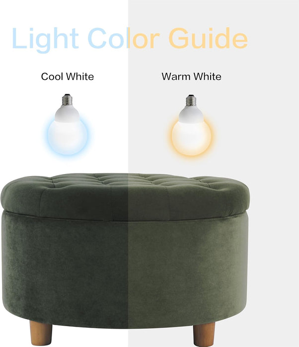 Home Decor | Large Button Tufted Velvet round Storage Ottoman | Ottoman with Storage for Living Room & Bedroom, Loden Green Velvet, 28"