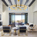Modern 60 Inch Gold round Chandelier, Extra Large Chandeliers Crystal Chandeliers for Living Room, Large Wagon Wheel Chandelier for Foyer, Staircase, Entrance,Includes Bulb