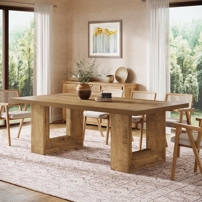 Farmhouse Dining Table, 63-Inch Rectangular Kitchen Table with Strong Geometric Frame for Kitchen & Dining & Living Room, Brown